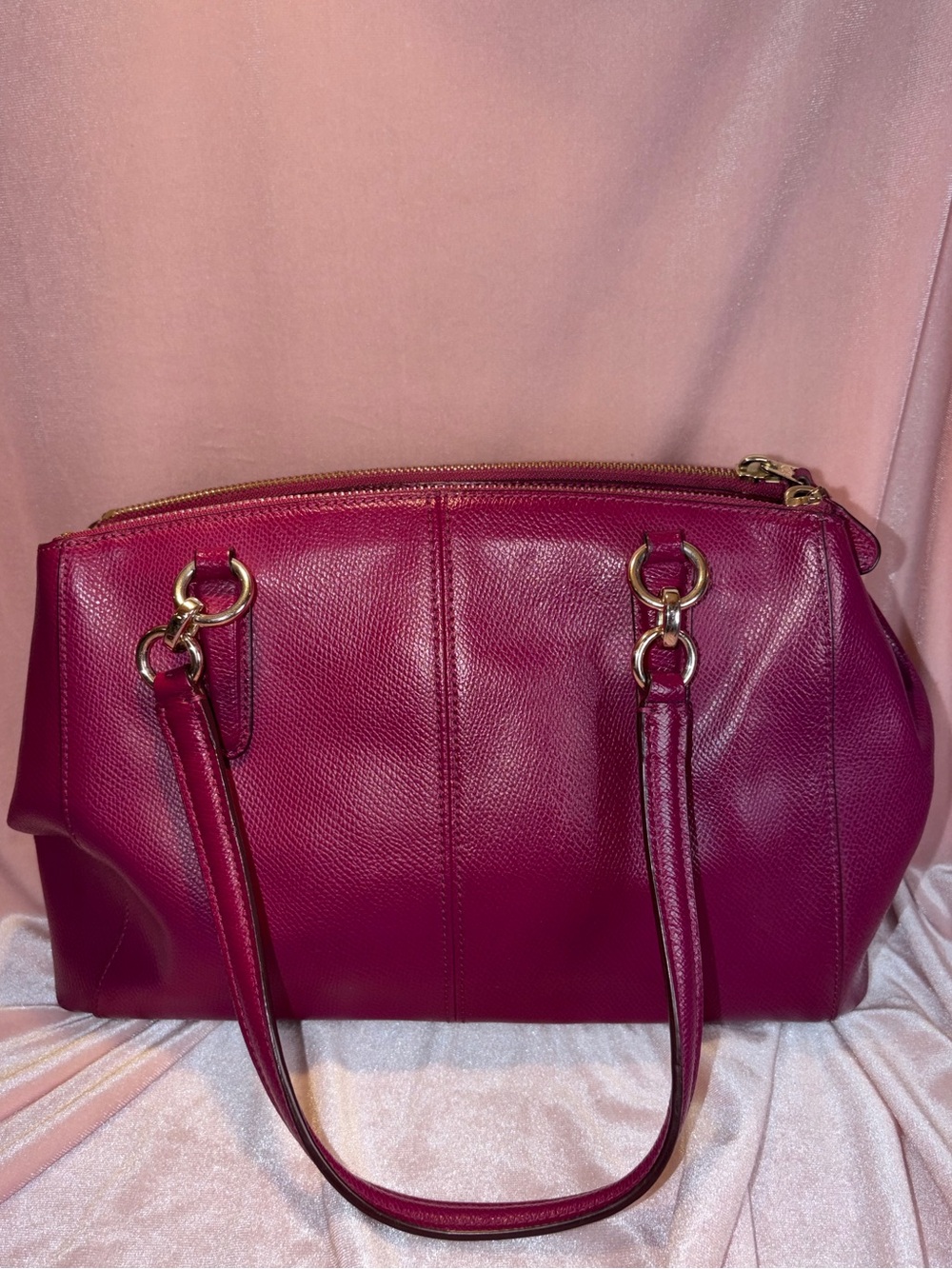 Coach Christie Mini Carryall Crossbody Satchel | Magenta Crossgrain Leather - Picture 4 of 8